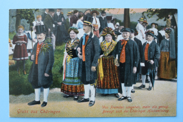 Ansichtskarte AK Trachten Volkstrachten 1905-1925 Hochzeit Hochzeitszug Gruß aus Thüringen